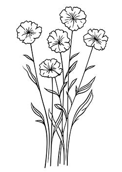 Tattoo template of a wildflower bouquet with long stems and delicate petals embodying natural beauty and grace