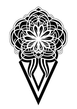 Tattoo template of a geometric lotus design