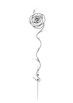 Tattoo template of a stylized rose with swirling stem