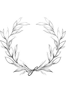 Tattoo template of a laurel wreath with delicately rendered leaves conveying victory and honor