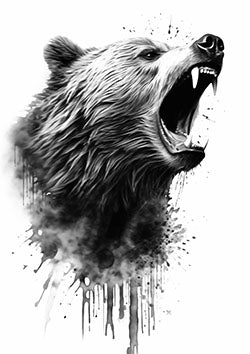 Tattoo template of a roaring bear