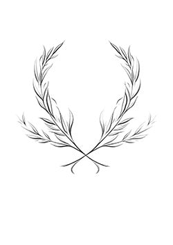 Tattoo template of a laurel wreath with intertwining branches exuding elegance and victory