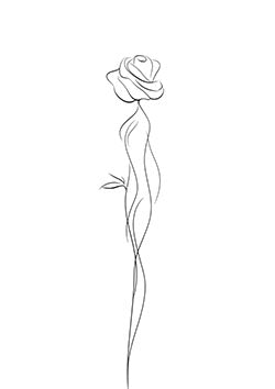 Tattoo template of a stylized, curving rose design