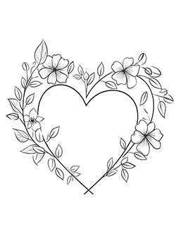 Tattoo template of a floral heart design