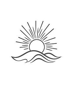 Tattoo template of a stylized sun and waves design