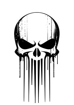 Tattoo template of a black dripping skull with an intense and haunting visual impact