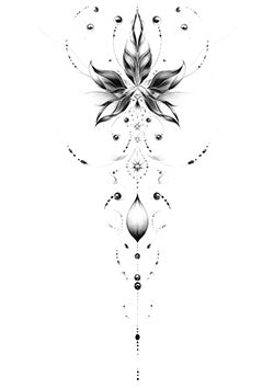 Tattoo template of a symmetric lotus flower with ornamental elements