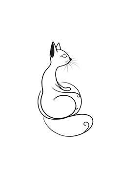 Tattoo template of a stylized cat with elegant curves