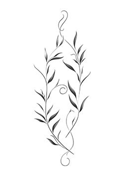 Tattoo template of a leaf and vine design