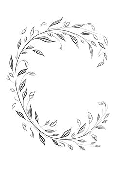 Tattoo template of a botanical vine with leaves