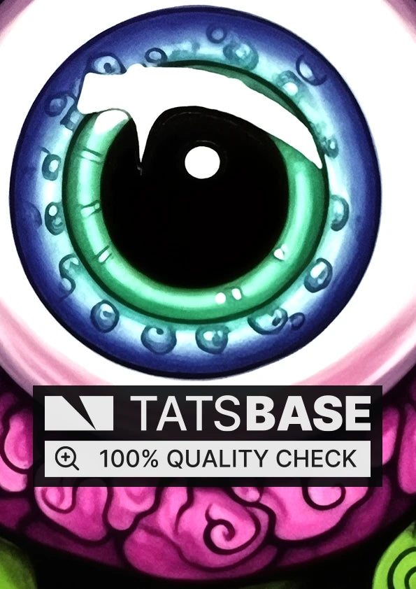 Tattoo template of a colorful eye surrounded by green tentacles alien设计