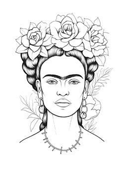 Tattoo template of a woman with braided hair, adorned with flowers, symbolizing strength and serenity.