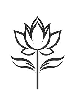 Tattoo template of a minimalist lotus flower with elegant petals and clean lines