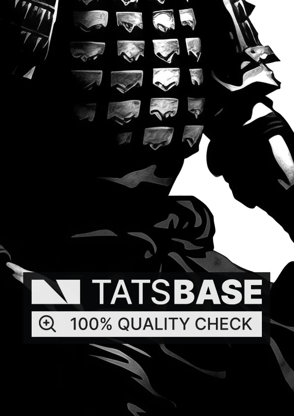 Tattoo template of a silhouetted samurai with armor and katana