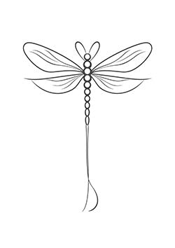 Tattoo template of a stylized delicate dragonfly with intricate wings