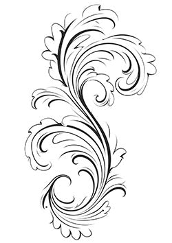 Tattoo template of a swirling floral design with intricate lines