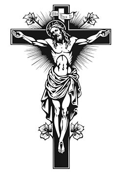 Tattoo template of a stylized Jesus on the cross