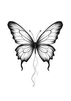 Tattoo template of a monochrome butterfly with delicate details for an elegant and graceful look