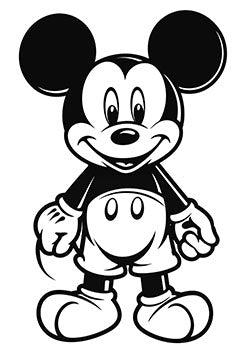 Tattoo template of a classic cartoon mouse with large ears