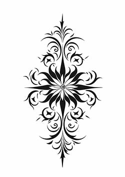 Tattoo template of a symmetric floral design with a diamond center