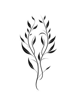 Tattoo template of a stylized elegant plant with sweeping leaves