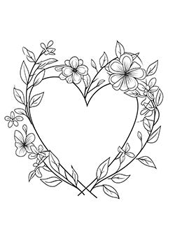 Tattoo template of a floral heart-shaped wreath design