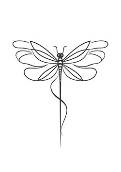 Tattoo template of a stylized dragonfly with detailed wings