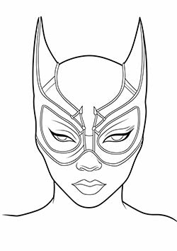 Tattoo template of a masked cat-like vigilante figure.