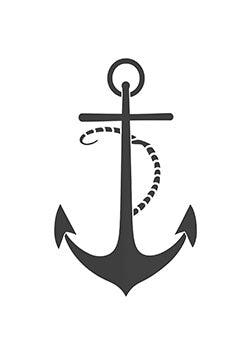 Tattoo template of a classic anchor with an entwined rope