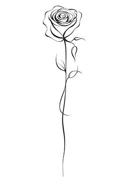 Tattoo template of a minimalist single rose design