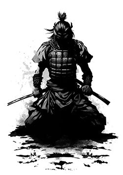 Tattoo template of a traditional armored samurai