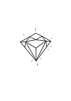 Tattoo template of a geometric diamond radiating light