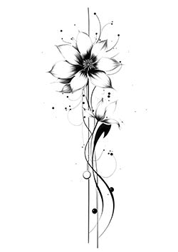 Tattoo template of a stylized black and white flower design