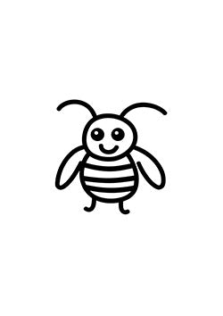 Tattoo template of a smiling bee with striped body