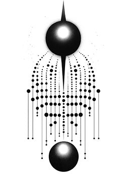 Tattoo template of a stylized cosmic orb with dot patterns