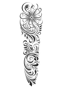 Tattoo template of an intricate floral swirl design.