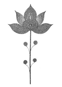 Tattoo template of a lotus with dotwork and spheres