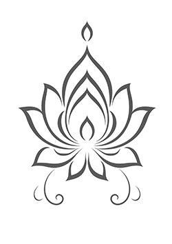 Tattoo template of a sacred lotus flower with symmetrical and flowing lines symbolizing purity and spiritual enlightenment