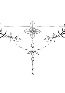 Tattoo template of a floral design with symmetrical leaves and dotted elements.