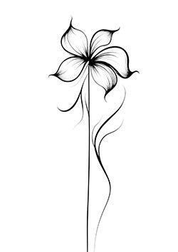 Tattoo template of a stylized delicate flower with flowing lines