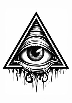 Tattoo template of an eye within a triangle with dripping effects