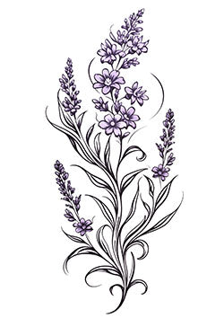 Tattoo template of lavender floral design