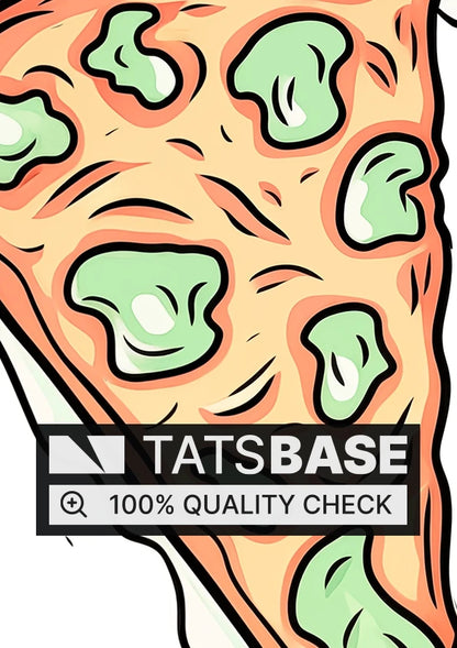 Tattoo template of a slice of pizza with green toppings