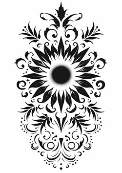 Tattoo template of a floral eye with ornate petals