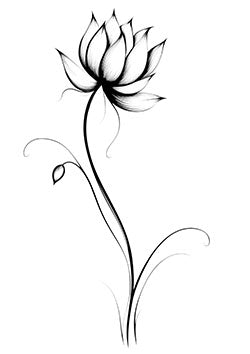 Tattoo template of a stylized lotus flower with elegant shading