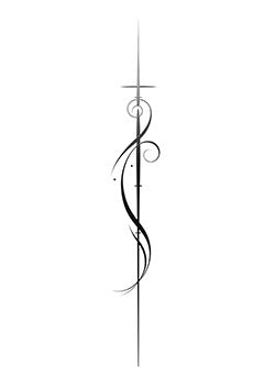 Tattoo template of a sleek sword with elegant flowing lines