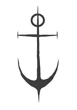 Tattoo template of a stylized nautical anchor