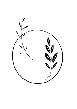 Tattoo template of a branch inside a circle.