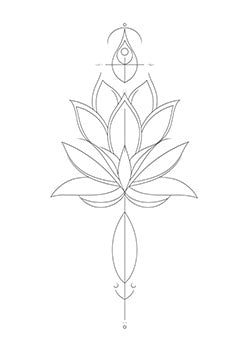 Tattoo template of a symmetrical lotus with geometric designs