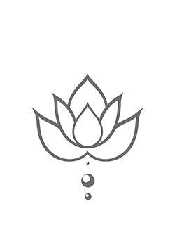 Tattoo template of a minimalistic lotus flower with descending bubbles symbolizing purity and serenity